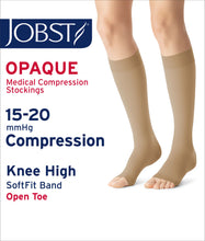 Load image into Gallery viewer, Jobst Opaque Compression Stockings 15-20 Mmhg Knee With Softfit Band Open Toe
