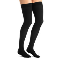 Load image into Gallery viewer, JOBST Opaque Compression Stockings 20-30 mmHg Thigh High, with Silicone Dot Band, Closed Toe, Espresso, X-Large
