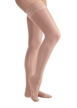 Load image into Gallery viewer, JOBST UltraSheer Compression Stockings 20-30 mmHg Thigh High, with Silicone Lace Band, Closed Toe, Honey, X-Large
