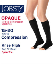 Load image into Gallery viewer, Jobst Opaque Compression Stockings 15-20 Mmhg Knee With Softfit Band Open Toe
