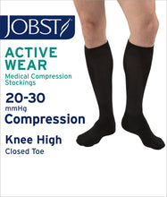 Load image into Gallery viewer, JOBST ActiveWear Compression Socks 20-30 mmHg, Knee High, Closed Toe, Black, X-Large
