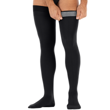 Load image into Gallery viewer, JOBST forMen Compression Socks 30-40 mmHg Thigh High, with Micro Dotted Band, Closed Toe, Black, Small

