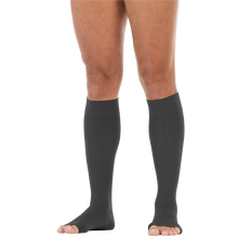 Load image into Gallery viewer, JOBST forMen Compression Socks 20-30 mmHg Knee High, with SoftFit Band, Open Toe, Anthracite, X-Large Full Calf Long Length
