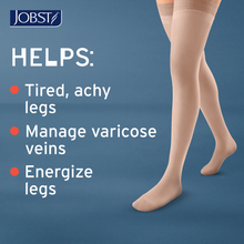 Load image into Gallery viewer, JOBST ACTIVA Sheer 15-20 mmHg Compression Stockings Thigh High with Lace Band with Lace Band, Closed Toe, Sun Bronze, X-Large

