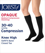 Load image into Gallery viewer, Jobst Opaque Compression Stockings 30-40 Mmhg Knee With Softfit Band Closed Toe
