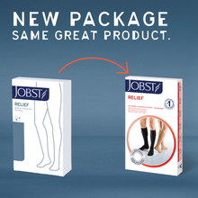 Load image into Gallery viewer, JOBST Relief Compression Stockings 20-30 mmHg Knee High, Open Toe, Black, X-Large Petite
