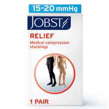Load image into Gallery viewer, JOBST Relief Compression Stockings 15-20 mmHg Waist High, Open Toe, Black, Petite X-Large
