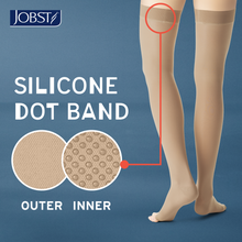 Load image into Gallery viewer, JOBST UltraSheer Compression Stockings 20-30 mmHg Thigh High, with Silicone Dot Band, Open Toe, Honey, X-Large
