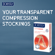Load image into Gallery viewer, Jobst Ultrasheer Compression Stockings 15-20 Mmhg Thigh With Silicone Lace Band Closed Toe
