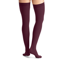 Load image into Gallery viewer, JOBST Opaque Compression Stockings 15-20 mmHg Thigh High, with Silicone Dot Band, Closed Toe, Cranberry X-Large
