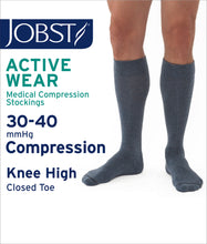 Load image into Gallery viewer, JOBST ActiveWear Compression Socks 30-40 mmHg, Knee High, Closed Toe, Denim Blue, X-Large

