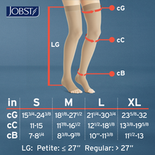 Load image into Gallery viewer, JOBST UltraSheer Compression Stockings 20-30 mmHg Thigh High, with Silicone Dot Band, Open Toe, Honey, X-Large
