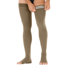 Load image into Gallery viewer, JOBST forMen Compression Socks 15-20 mmHg Thigh High, with Micro Dotted Band, Closed Toe, Black, Small
