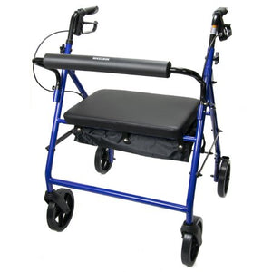 Bariatric 4 Wheel Rollator McKesson Blue Folding Steel Frame