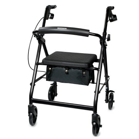 4 Wheel Rollator McKesson Folding Aluminum Frame (Black/Blue/Green/Red/Silver)