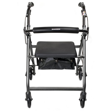 4 Wheel Rollator McKesson Silver Folding Aluminum Frame