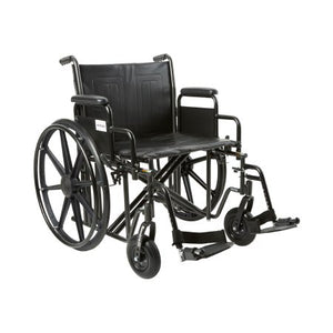 22 Inch Seat Width Wheelchair McKesson, Dual Axle, Desk Length Arm Removable Padded Arm Style Swing-Away Footrest Black Upholstery  450 lbs. Weight Capacity