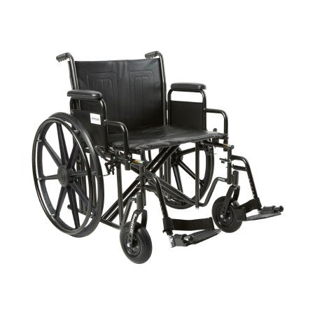22 Inch Seat Width Wheelchair McKesson, Dual Axle, Desk Length Arm Removable Padded Arm Style Swing-Away Footrest Black Upholstery  450 lbs. Weight Capacity